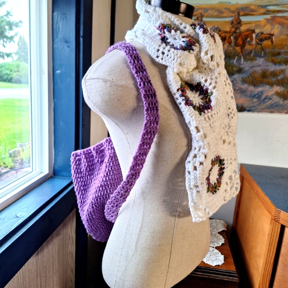 Handmade Knitted Backpack With Matching Scarf Set, NWOT